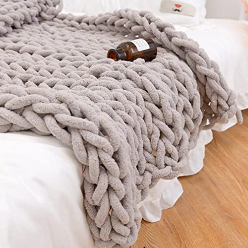 Chunky Knit Blanket Fuchsia Chenille Yarn Tight Chunky Knit Throw Blanket for Sofa Bed 39x39 Handmade Boho Bed Throw - color: Fuchsia, size: 39x39"