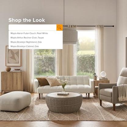 mopio 76.4" Futon Sofa Bed Tufted Styled, Sleeper Couch (Pearl White Boucle) - color: Aaron, Pearl White Boucle