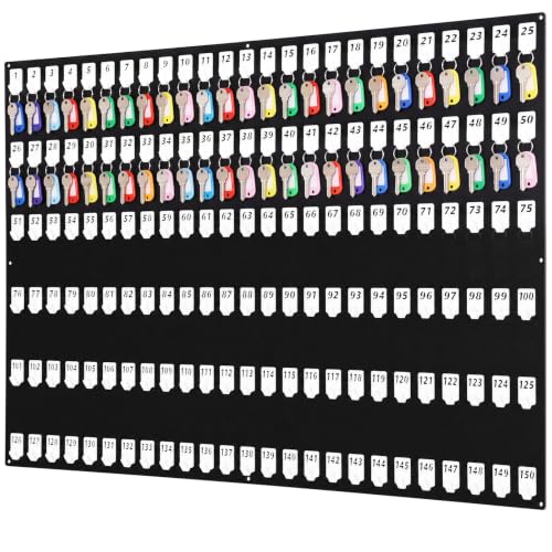 Beeveer Acrylic Key Holder Board with 150 Hooks, Wall Mount Organizer,Black | Ideal for Offices, Schools, Hotels and Dealerships, Durable Acrylic Construction, Numbered Key Slots, Easy Wall Mount Design - color: Black, size: 150 Hooks, style: Hook Only