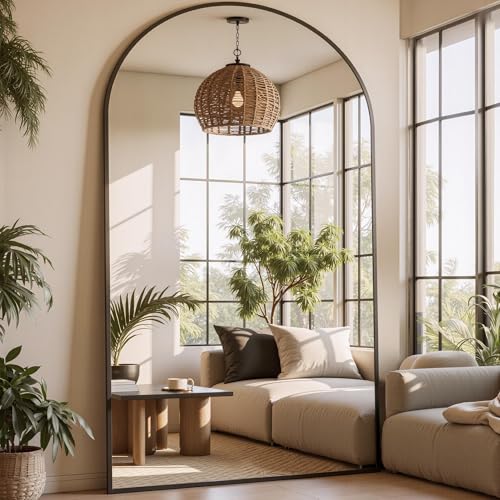 Full Length Mirror, 81"x41" Arched Full Body Mirror, Oversized Floor Mirrors, Leaning Free Standing Mirrors, Hanging Mounted Large Mirrors for Bedroom Dressing Room, Cloakroom, Black - color: Black, size: 81"L x 41"W