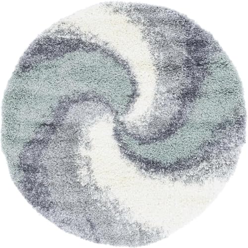 Rugs.com - Soft Touch Shag Rug – 4 Ft Round Sage Green Plush Shag Rug – Modern Abstract Swirl Design, Soft Texture for Bedrooms and Nurseries - color: Sage Green, size: 4' (Round)