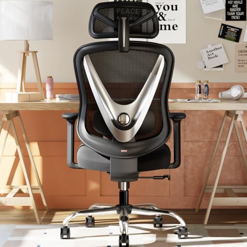 Ergonomic Mesh Office Chair - 3D Adjustable Lumbar Support & 3D Armrests, V-Shaped Back, Adjustable Desk Chair for Office & Home, Black - color: Black
