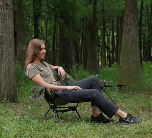 MARCHWAY Lightweight Folding Camping Chair with Spring Lock, Stable Compact Portable for Outdoor Camp, Travel, Beach, Picnic, Festival, Hiking, Backpacking (Lowback Camo) - color: Lowback Camo