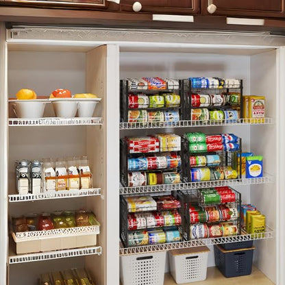 3 Tier Stackable Can Rack Organizer, Adjustable Can Holder for Pantry | 2 Pack Rolling Can Dispenser for Canned Food, Soda & Drink Storage, Tiered Can Organizer for Kitchen Cupboard Cabinet - style: 3-Tier 2-Pack