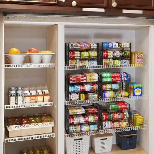 3 Tier Stackable Can Rack Organizer, Adjustable Can Holder for Pantry | 2 Pack Rolling Can Dispenser for Canned Food, Soda & Drink Storage, Tiered Can Organizer for Kitchen Cupboard Cabinet - style: 3-Tier 2-Pack