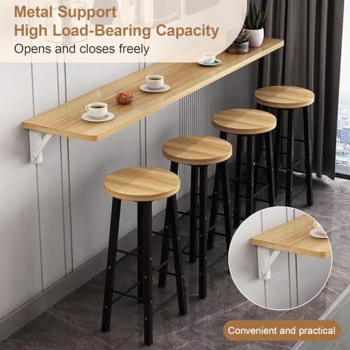 Wall Mounted Folding Table, Space Saving Floating Desk for Small Apartments, Drop Leaf Workbench, Home Office, Laundry, Narrow Long Dining Table, Kitchen Use(140x30cm/55.1x11.8in) - size: 140x30cm/55.1x11.8in