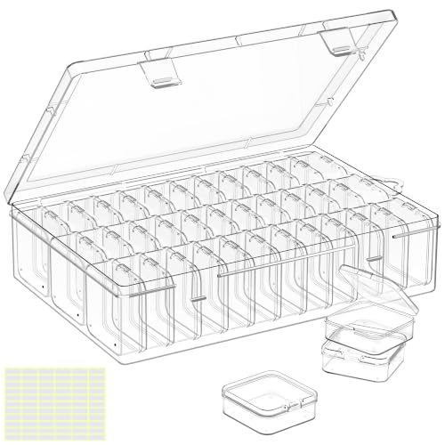 Bead Organizer Box, 36-Pcs Mini Clear Bead Storage with Lid, 1 Pack | Small Plastic Containers with Hinged Lid and Labels,for Jewelry Making, Diamond Painting, DIY Crafts, Screws, Nail Art, Seeds - color: 1 Pack