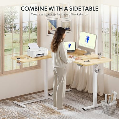 FLEXISPOT 28''Adjustable C Table Gas Spring Mobile Side End Table | Adjustable C table with Wheels, Bedside table for sofa and couch. Laptop Rolling Cart TV Tray, 27.6" W x 15.7" D,Maple - color: Maple, size: 28x16