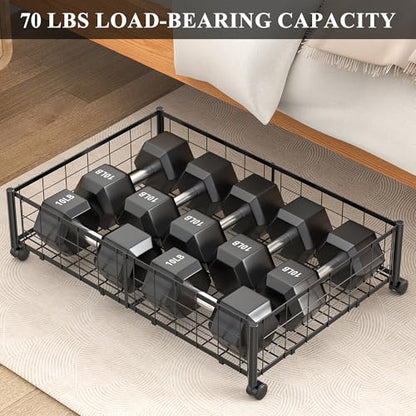 Hleelomi Under Bed Storage with Wheels, 360° Rotating, No-Assembly Underbed Storage Containers, 1 PACK - size: 1 Pack without Cover
