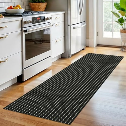 Washable Runner Rug, Non Slip Hall Runner, 2x6 Ft, Black/Cream | Washable Braided Runner Carpet, Non Slip Rubber Dot Backed, For Hallway, Kitchen, Entryway, Bedroom, Laundry Room, Foyer - color: Black and Beige, size: 2' x 6' (Rectangular)