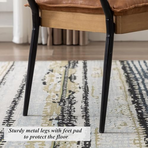 DUOMAY Modern PU Ottoman Bench with Arms & Metal Legs, Brown | Mid Century Rectangle Bench Footstool Dining Bench Entryway Shoe Bench For Bedroom Living Room - color: Brown
