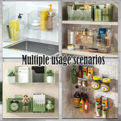 Lae Nuvole Adhesive Cabinet Door Organizer, 2 Pack Wall Shower Caddy, Clear | 4 Adhesive Straps, No Drill Wall Mount, Renter Friendly, BPA-free Stackable; Fits Bathroom, Kitchen, Apartment, Pantry, RVs - color: Clear