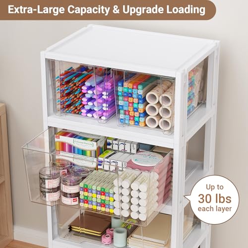 Stackable Storage Drawer Carts, Extra Large Bins 1 Tier 2 Drawers | Smooth Pull-Out Drawers, Clear Plastic Storage Organizer Container For Home Office Bedroom Bathroom Art Crafts Under Desk - size: 1 Tier 2 Drawer