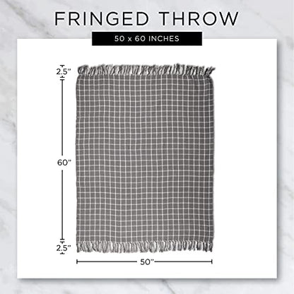DII Chenille Luxury Thick Woven Throw with Fringe, 50x60, Cream - color: Cream
