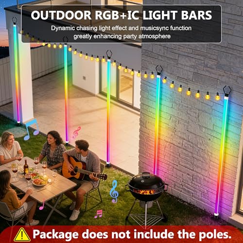 AILBTON 2-Pack 6.6FT RGB+IC Neon Ambient Light for Poles,Outdoor Clip-on Chasing Effect Lighting, Waterproof Neon Atmosphere Lights for Patio Outdoor Living Camping Party - size: 6.6FT
