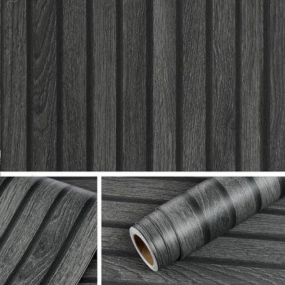 Livelynine Black Wood Slat Wallpaper Peel and Stick Black Faux Beadboard Wallpaper Renter Friendly Waterproof Wall Paper Modern Slate Contact Paper 15.8x78.8 3D Textured Wood Slat Wall Panel Roll - color: Black Wood Slats, size: 15.8" x 78.8"