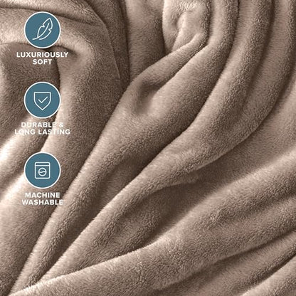 Bare Home Fleece Blanket Luxury Microplush (Full/Queen, Taupe) | Ultra-Soft Lightweight Blanket for Bed, Sofa, and Couch, Cozy & Warm Blanket - color: 23 - Taupe, size: Full/Queen