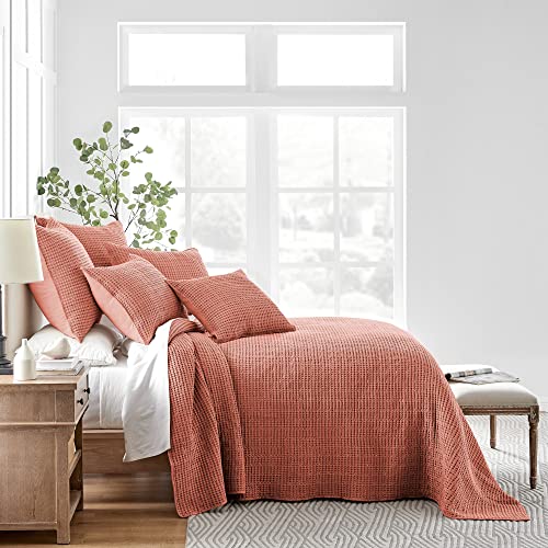 Levtex Home Mills Waffle Twin Bedspread Set (84x104in) with 1 Pillow Sham (26x20in) - Adobe - 100% Cotton Twin Size Bedspread Set - Lightweight, Soft, Pre-Washed - color: Adobe, size: Twin Bedspread