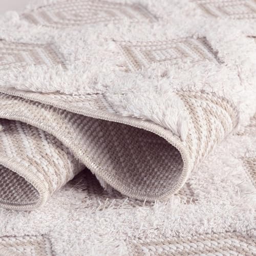 Rugs.com - Sabrina Soto Casa Rug – 6 Ft Runner Beige Cotton Textured Runner Modern Geometric Design, Perfect for Hallways and Entryways - color: Beige, size: 2'3" x 6' (Runner)