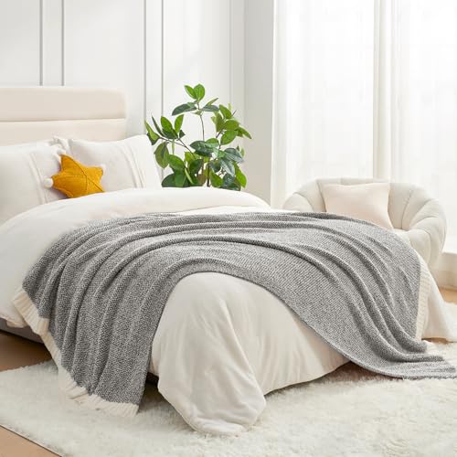Snuggle Sac Grey Blankets Twin Size for Bed and Sofa, Reversible Super Soft Blankets Warm Cozy Knit Blankets Fuzzy Plush Blanket, Grey, 60x80 inches - color: Heather Dark Grey, size: Twin (60"x80")
