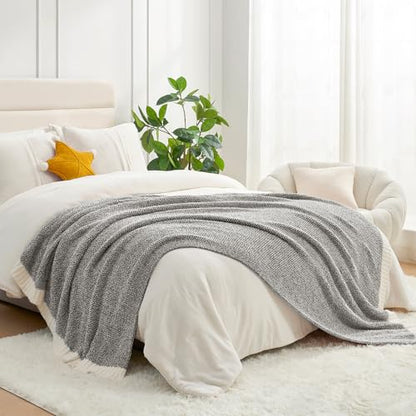 Snuggle Sac Queen Size Bedding Blankets, Super Soft Warm Oversized Blankets for Bed, Cozy Knit Fuzzy Plush Bed Blankets,Heather Dark Grey,90x90 inches - color: Heather Dark Grey, size: Queen (90"x90")