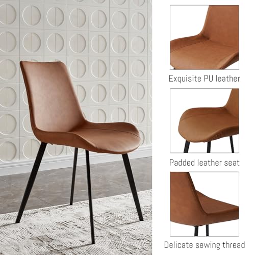 HIPIHOM 55‑Inch Extendable Dining Table Set with 4 Upholstered Chairs and Metal Frame for Dining Room - color: Walnut/Brown
