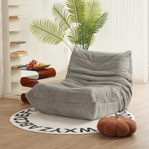 N&V Fireside Armless Floor Sofa, Mid Century Soft Premium Corduroy Lounge Chair, Foam Accent for Living Room Bedroom and Office, Harbour Grey - color: Harbour Grey
