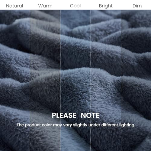 Cozy Bliss Deluxe Sheared Rabbit Faux Fur Throw Blanket, Soft Fuzzy High-Low Sculpted Plush Blanket for Couch, Cozy Home Accent, All Season Use, Blue 50"x60" - color: Stripe - Blue, size: Throw(50" x 60")