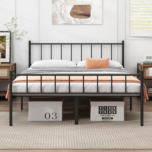 DIIYIV Full Metal Bed Frame,Steel Slat Support,Noise Free,Easy Assembly | Full Size Bed,Mattress Foundation,Underbed Storage,No Box Spring Needed - size: Full