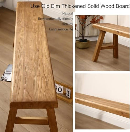 Entryway Dining Wood Bench Seat,Wooden End of Bed Bench for Bedroom Indoor Dining Table Entry Kitchen Narrow Bench Solid Wood(120cm(47.2in)) - size: 120cm(47.2in)