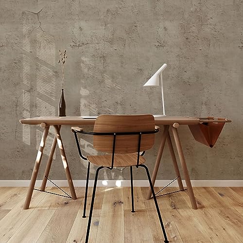 Beige Concrete Wallpaper 15.9in X 180in, Cement Contact Paper 3D Matte Textured, Concrete Wall Paper Pull and Stick Self-Adhesive & Removable for Walls Bathroom Garage Living Room | Cement contact paper, 3D matte textured, self adhesive, removable wallpap