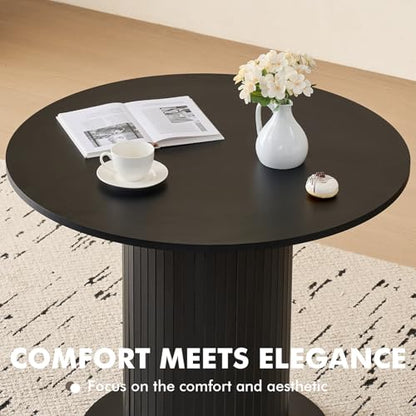 31.5" Round Dining Table for 2, Modern Small Pedestal Kitchen Table, Space Saving, for Apartment Dining Living Room,Black - color: Mini Black 31.5