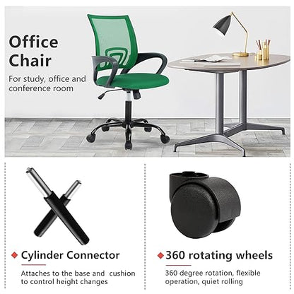 PayLessHere Office Computer Chair Ergonomic Cheap Desk Chair Adjustable Comfortable Mid Back Task Rolling Swivel with Lumbar Support for Home Office (Pack of 1, Green) - color: Green, style: pack of 1