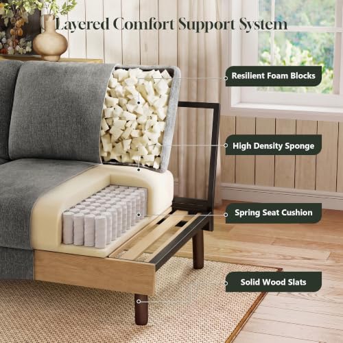 68" Loveseat Sofa, Comfy Chenille Fabric Couches for Living Room with Spring Cushion and Solid Wood Frame, Modern Deep Seat Couch for Bedroom, Apartment, Office, Easy Assembly, Gray - color: Grey
