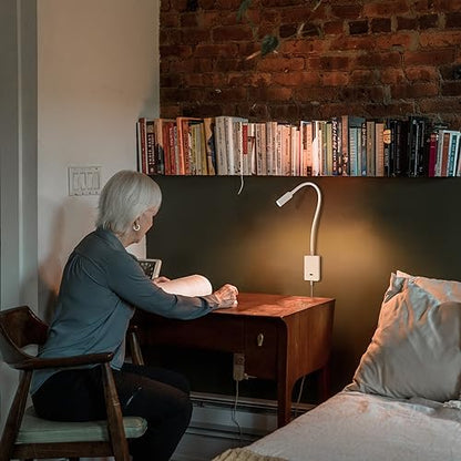ENUOTEK LED Wall Mounted Reading Light, Bedside Book Lights with Wireless Remote Control for Bed, Flexible Bedroom Spot Lamp, Dimmable Neutral White 4000K Lighting, Timer Function, 5V 2A USB Output - color: White