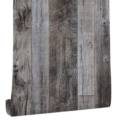 Yun-aeon Gray Wood Peel and Stick Wallpaper 34.6" X 480" Self Adhesive Wallpaper Backsplash Line Removable Wall Paper Bathroom Old Furniture Renovation Furniture - color: Natural Wood-Gray, size: 34.6" x 480"