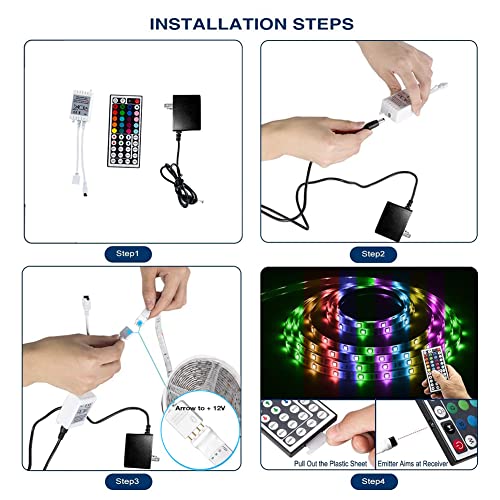 DAYBETTER Led Strip Lights 16.4ft Waterproof Color Changing Led Lights with Remote Controller - size: 16.4ft