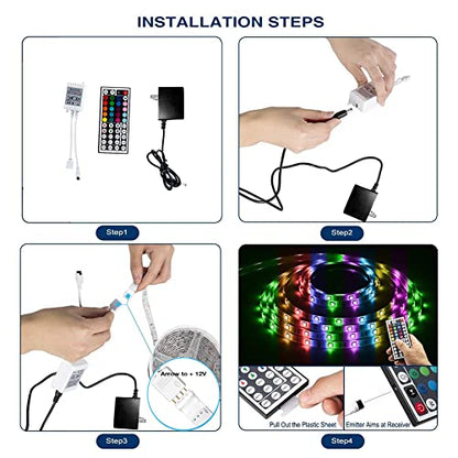 DAYBETTER Led Strip Lights 16.4ft Waterproof Color Changing Led Lights with Remote Controller - size: 16.4ft