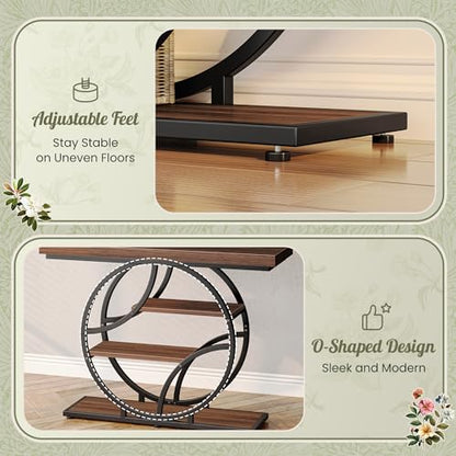 Huuger 41.3 Inch Entryway Table, Console Table with Shelves, Sofa Table | Modern Entrance Table, Console Tables for Entryway, Hallway, Entrance, Foyer, Living Room, O-Shaped Accent Table, Dark Walnut - color: Dark Walnut, size: 11.8"D x 41.3"W x 31.5"H