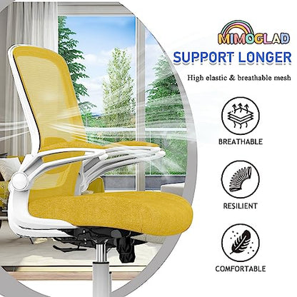 Mimoglad Ergonomic High Back Mesh Office Chair, Adjustable Lumbar Support, Thickened Seat Cushion (Modern, Jasmine) - color: Jasmine