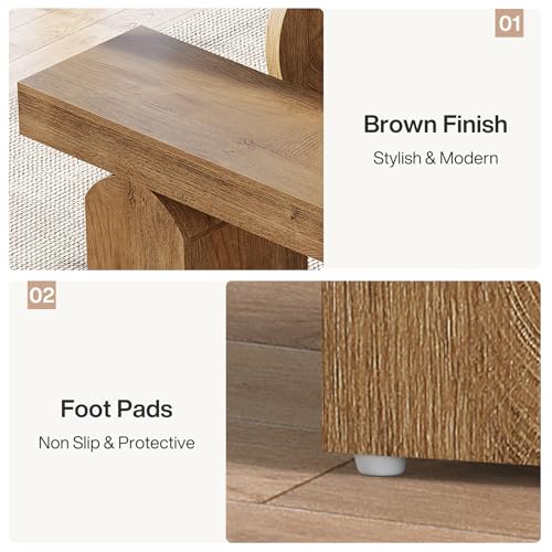 Tribesigns 59" Dining Bench for 2 to 3, Farmhouse Dining Table Bench with Arched Base, Extra Long Kitchen Seating for Living Room, Entryway (Brown) - color: Brown