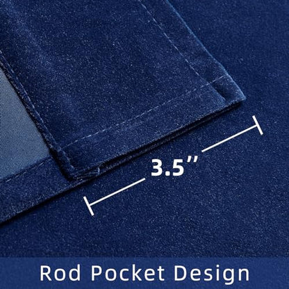 Joydeco Blue Velvet Curtains 63 inch Length 2 Panels Burg Set, Luxury Rod Pocket Thermal Insulated Window Blackout Curtain, Room Darkening Drapes for Living Dining Room Bedroom Privacy - color: Rod Pocket | Royal Blue, size: 52"W x 63"L (Pack of 2)