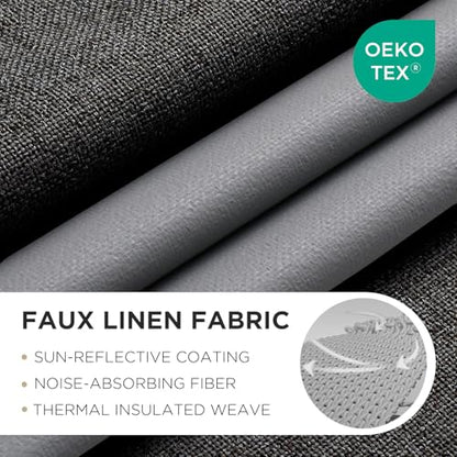 Joydeco Blackout Curtains 84 Inches Long 2 Panels Burg, Room Darkening Curtains for Bedroom, 100% Black Out Textured Thermal Drapes Privacy Protection 2 Panels Set(W52 x L84 Inch, Charcoal Grey) - color: Charcoal Grey, size: 52"W x 84"L (Pack of 2)