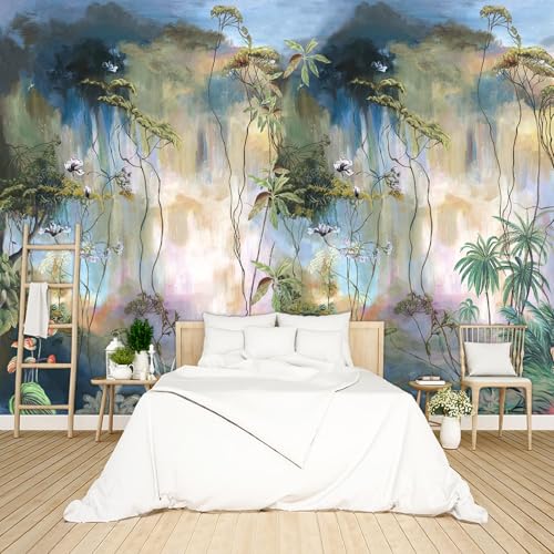 Abstract Tropical Landscape Oil Painting wall Mural Peel and Stick Wallpaper for Bedroom Living Room - 58"x80" - color: B20, size: 58"x80"