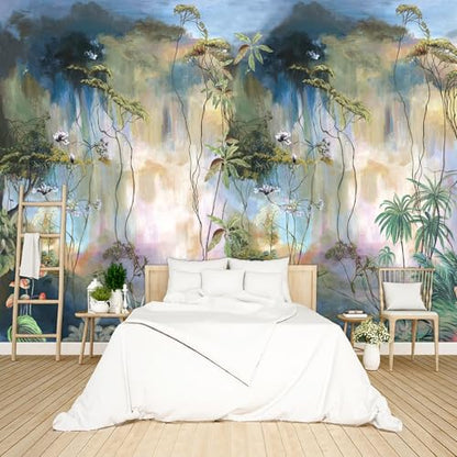Abstract Tropical Landscape Oil Painting wall Mural Peel and Stick Wallpaper for Bedroom Living Room - 58"x80" - color: B20, size: 58"x80"