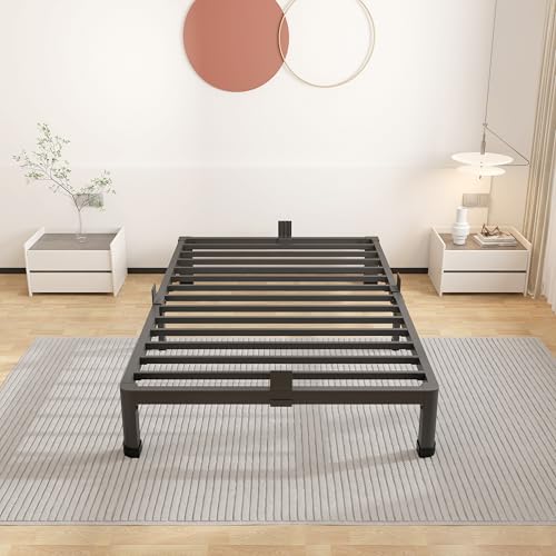 ROIL 10 Inch Twin Bed Frame Low Profile with Rounded Corner Mattress Baffle | Easy Assembly, Noise Free, 3500LBS Load Capacity, No Box Spring Needed, Heavy Duty Steel, No Box Spring Needed, Rubber Pads - size: Twin, style: 10 Inch