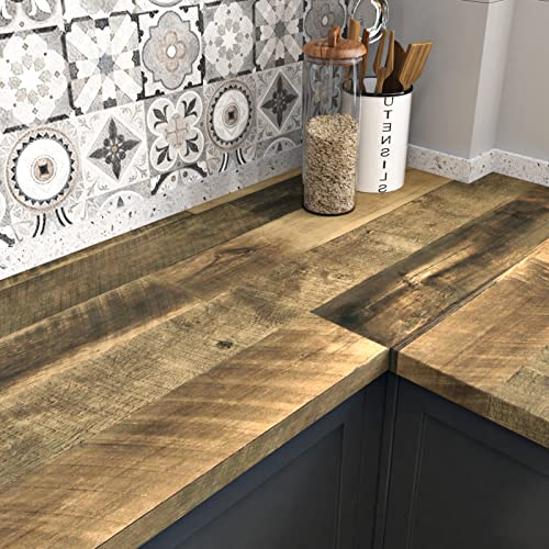 Brown Wood Counter Top Peel and Stick Waterproof Wood Contact Paper | Self Adhesive Wooden Wallpaper Rustic Wooden Vinyl Countertop Wrap for Countertops Tables Kitchen Cabinets 15.8" x 78" - color: 1, size: 15.8" x 78"