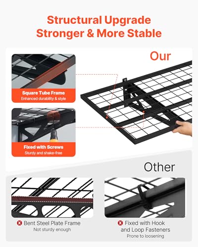 VEVOR 2-Pack Heavy Duty Garage Wall Shelving, 2 x 4 ft Steel Wall Mounted Shelving Unit with Hooks, 24 x 48 Inch Per Shelf Floating Storage Metal Rack for Garage, 500 lbs Total Weight Capacity - size: 2×4 ft