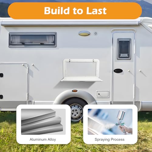 DYRABREST Folding Table, RV Caravan Picnic Folding External Table Aluminum White 80x45cm/31.5x17.7 Wall Mount Hanging Dining Table Computer Workstation Wall Mounted Tables
