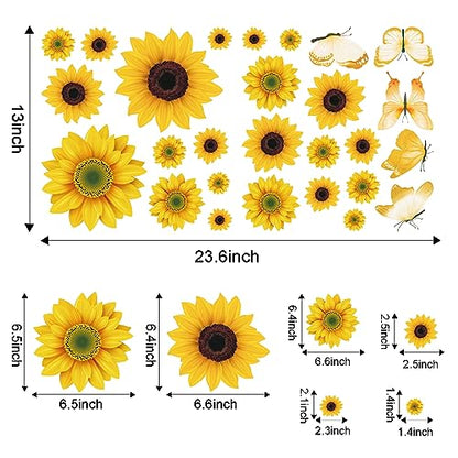 AOWDIAO Sunflower Peel and Stick Wall Decals, Sunflower Decorations for Bedroom, Kitchen, Bathroom, Living Room - style: Sunflower